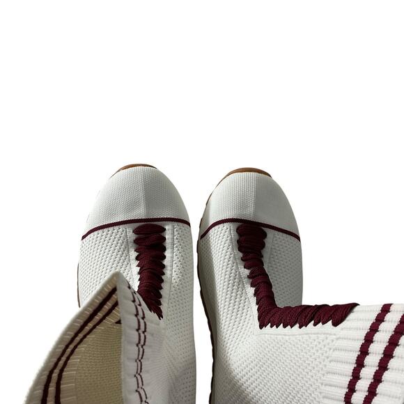 White Knit High Top Shoes Mens US 10 EU 42 Maroon Stripe Lightweight Sneaker - Picture 4 of 9